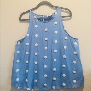 Blu Pepper Light Blue Pom-Pom Tank Top